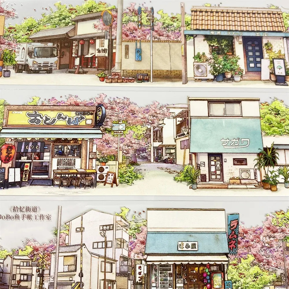 Japanese Street PET Tape - 2 Styles Japanese Street PET Tape – Retro Town & Daily Life Scenery | Shroomi