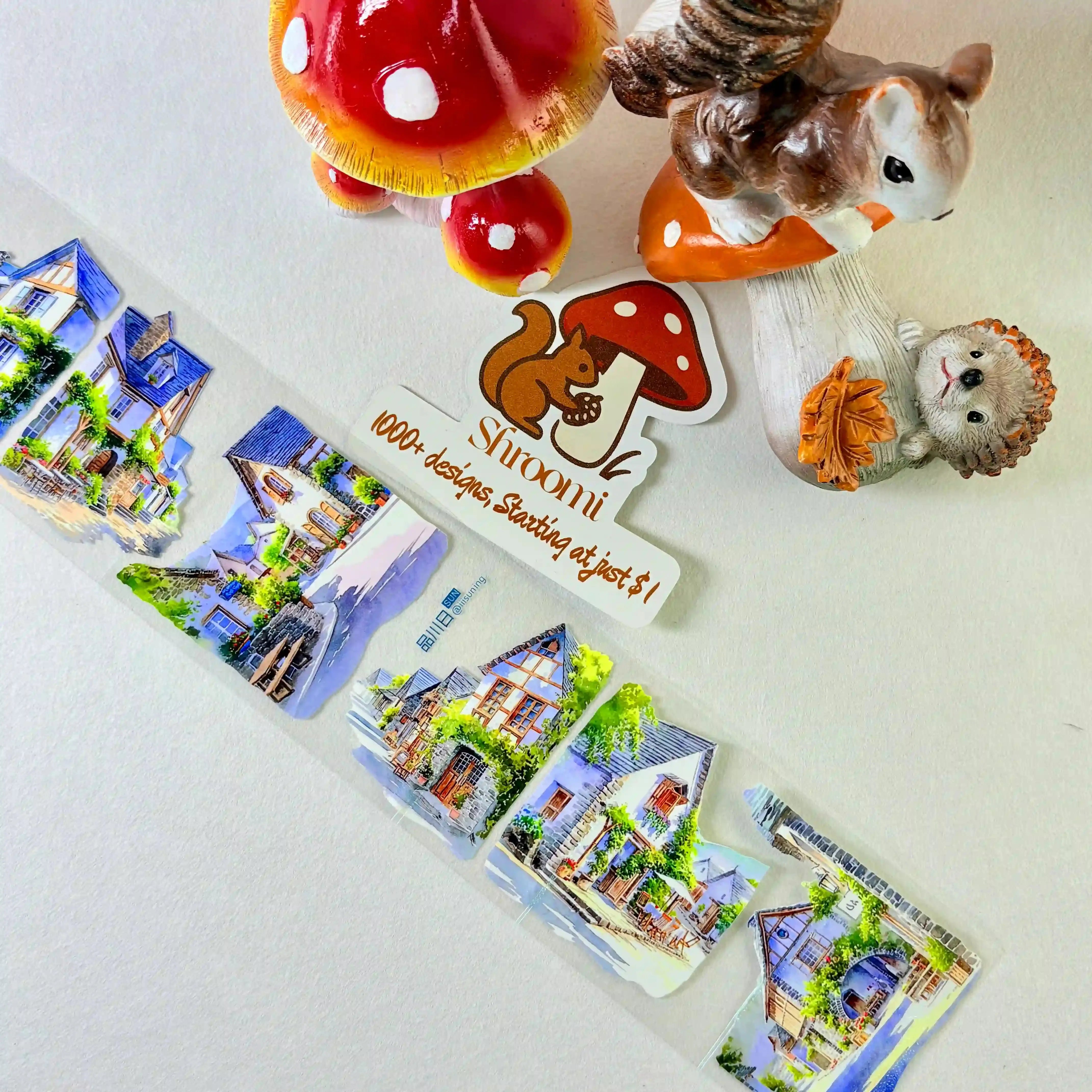 Leisurely Holidays PET Tape Leisurely Holidays PET Tape | European Village Scenery Sticker