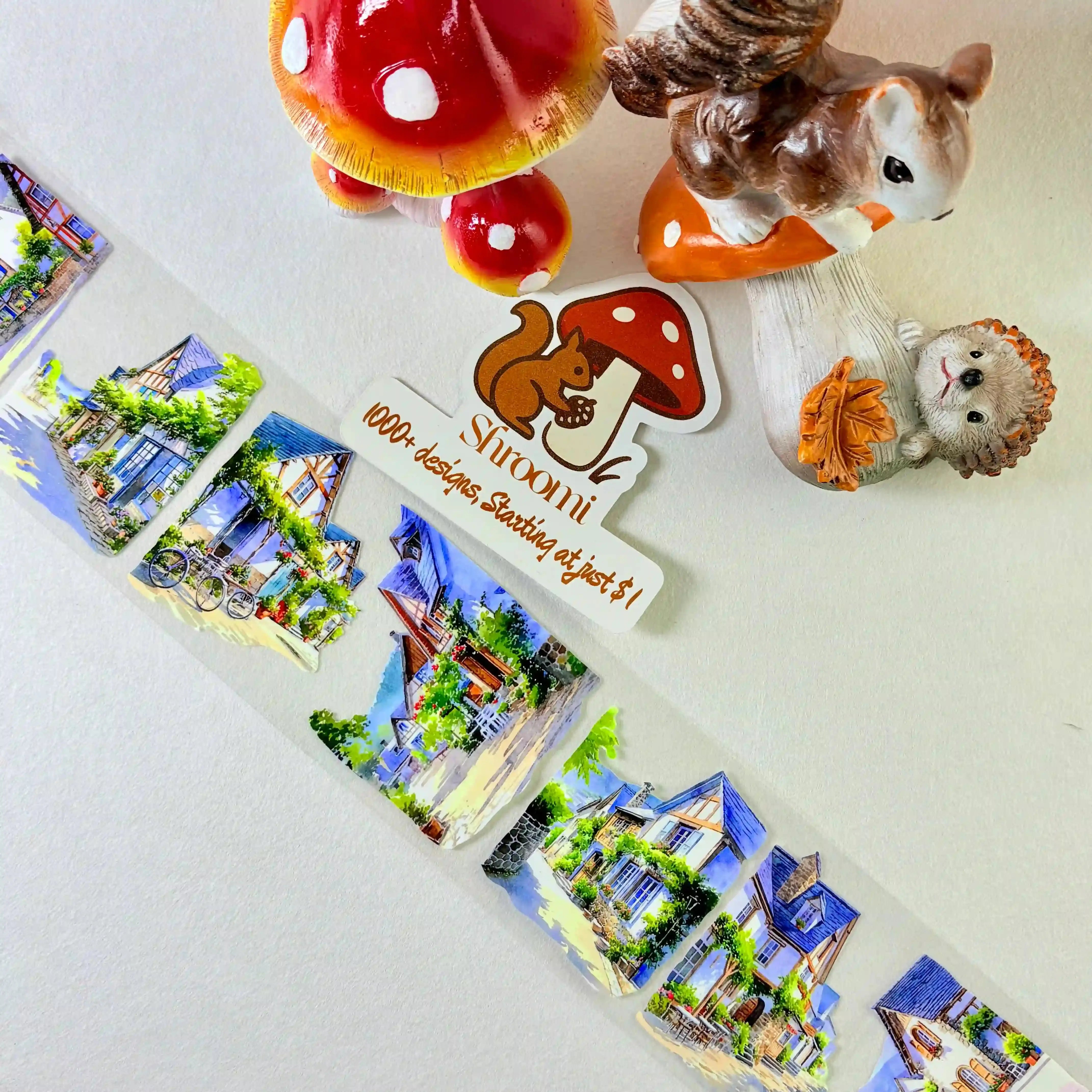 Leisurely Holidays PET Tape Leisurely Holidays PET Tape | European Village Scenery Sticker