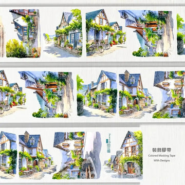 Leisurely Holidays PET Tape Leisurely Holidays PET Tape | European Village Scenery Sticker
