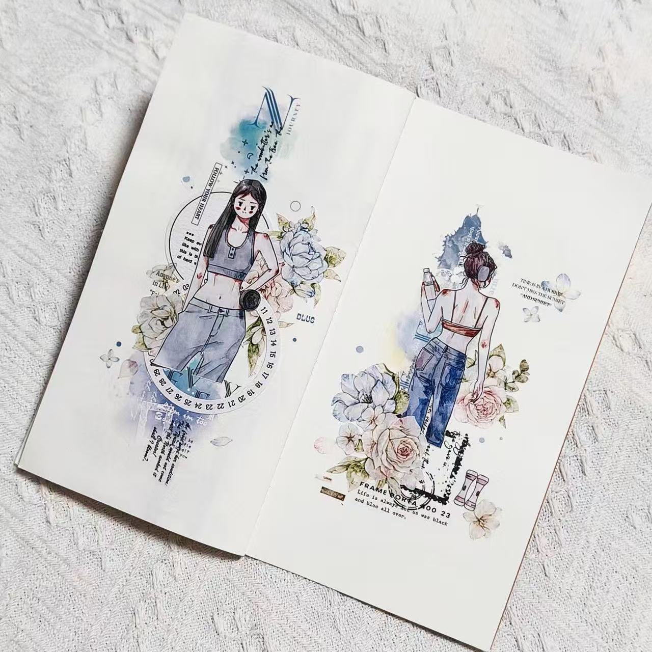 Die-cut Gym Character PET Tape Empowering Women & Spirit Watercolor PET Tape for Journaling | Shroomi