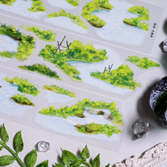 Mountain Stream Decorative Washi Tape - Nature Landscape Journaling Tape