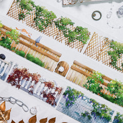 Bamboo Fence Cat House Washi Tape - Cute Cat Decorative Journaling Tape