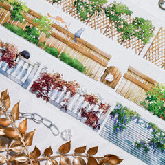 Bamboo Fence Cat House Washi Tape - Cute Cat Decorative Journaling Tape