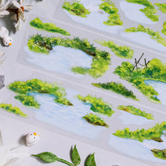 Mountain Stream Decorative Washi Tape - Nature Landscape Journaling Tape