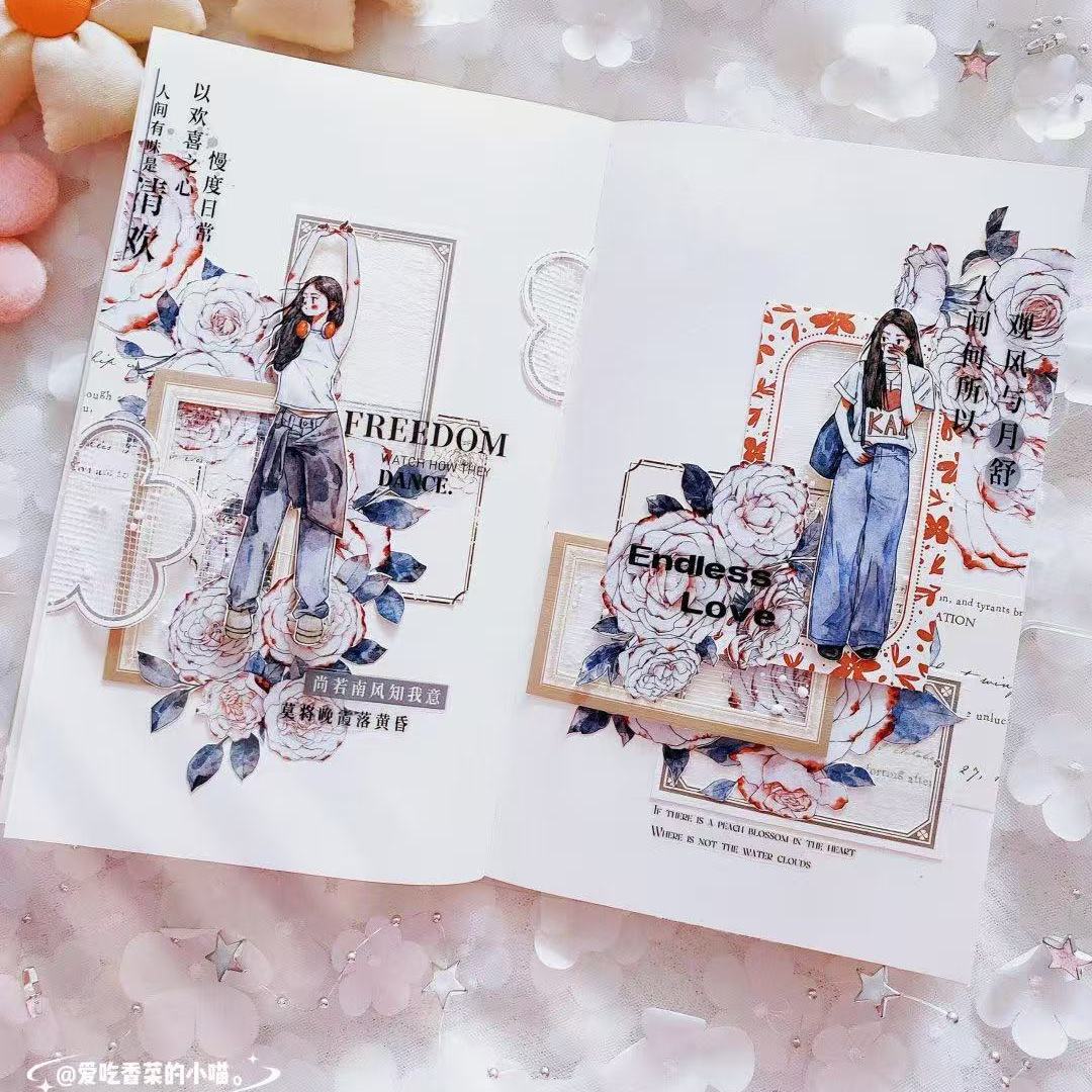 Die-cut Light Spring Dreams Character PET Tape Whimsical Spring Reverie Girls PET Tape for Journaling | Shroomi