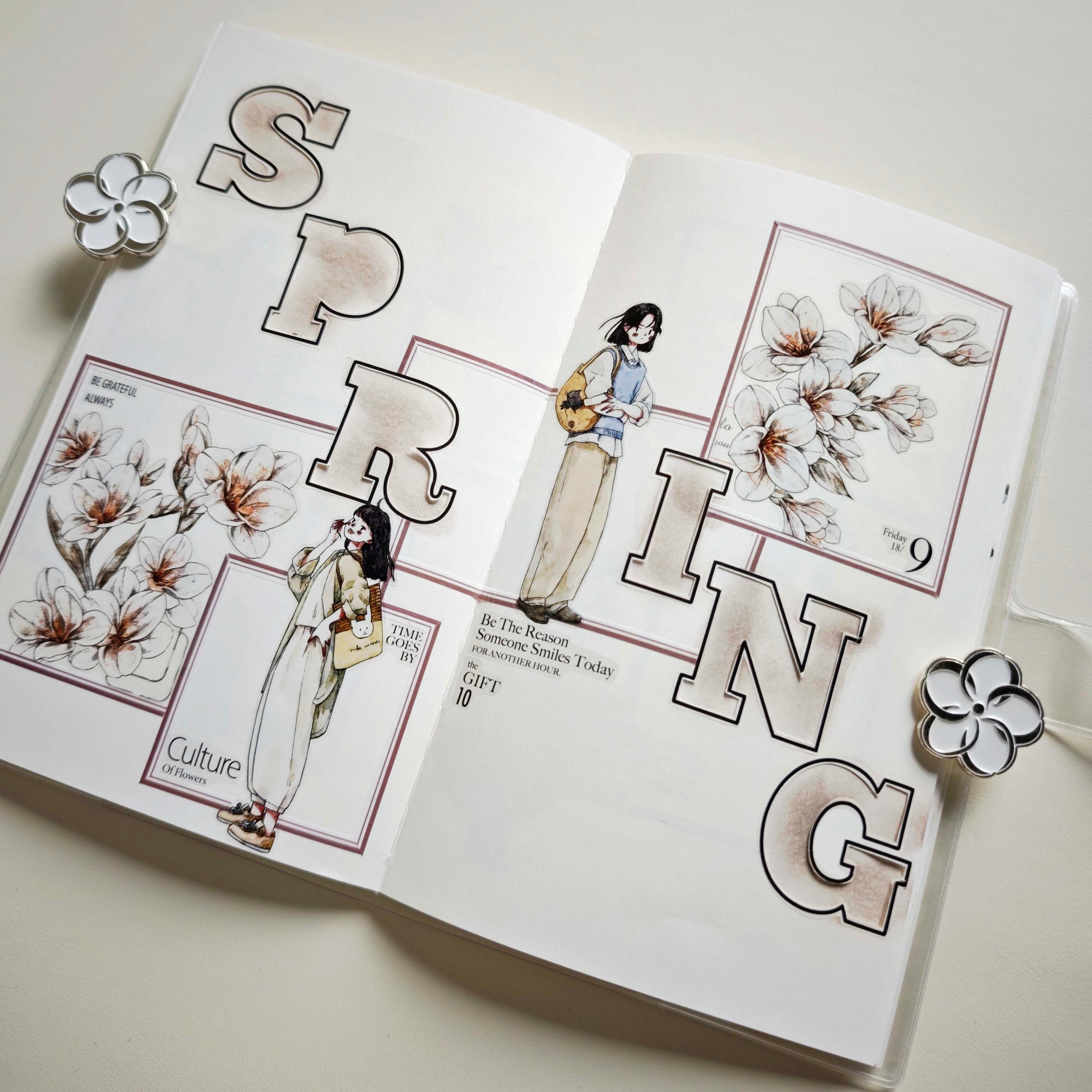 Die-cut Light Spring Dreams Character PET Tape Whimsical Spring Reverie Girls PET Tape for Journaling | Shroomi