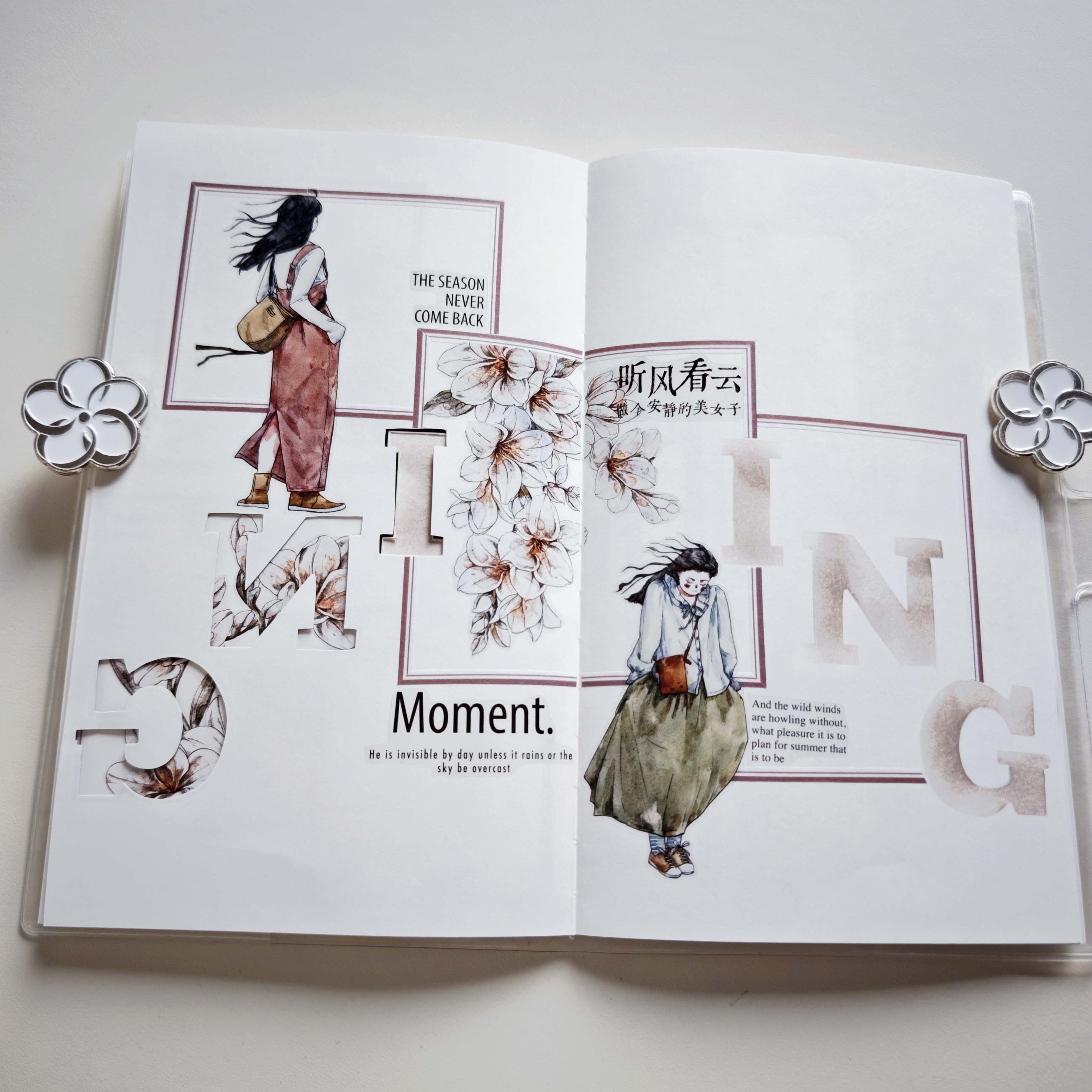 Die-cut Light Spring Dreams Character PET Tape Whimsical Spring Reverie Girls PET Tape for Journaling | Shroomi