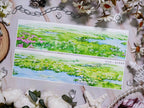 Scenic washi tape from the No.7 Landscaping Series, showcasing snowy mountain peaks in serene watercolor blues and greens.