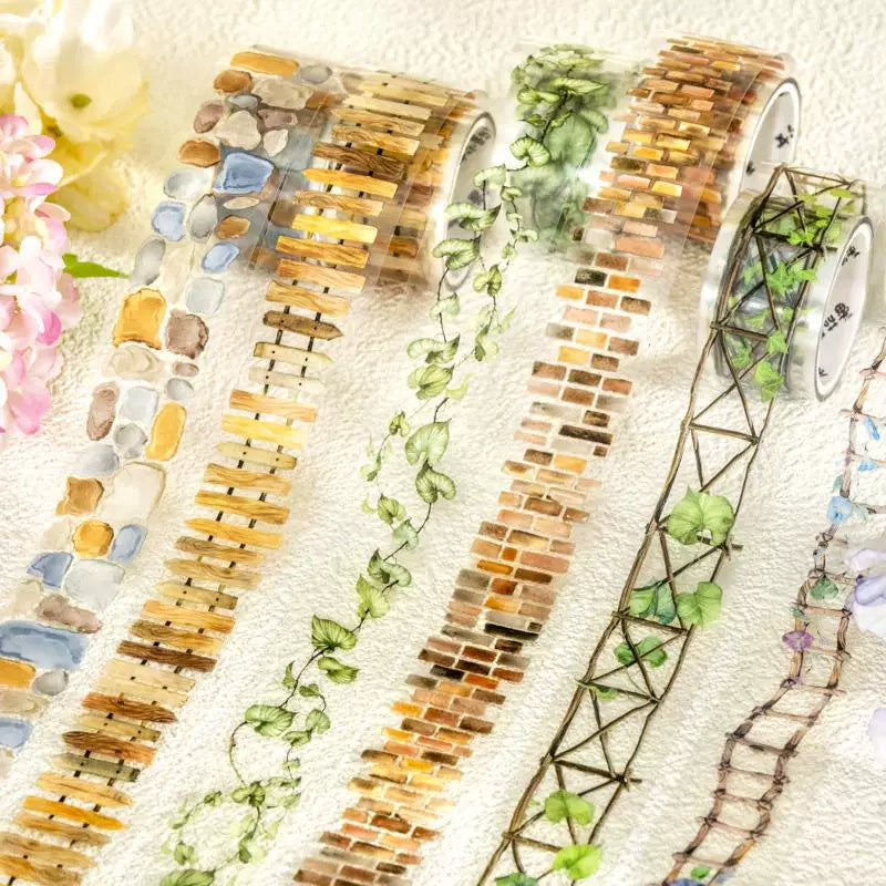 ガーデンパスフェンス和紙テープ - 芸術的なつるのはしごの風景 | PETジャーナル装飾ロール