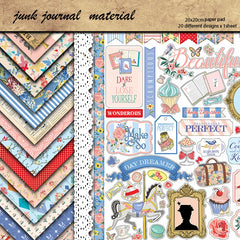 Vintage Garden Scrapbook Sticker Paper - 20 Sheets 20x20cm Foldable Decorative Stickers