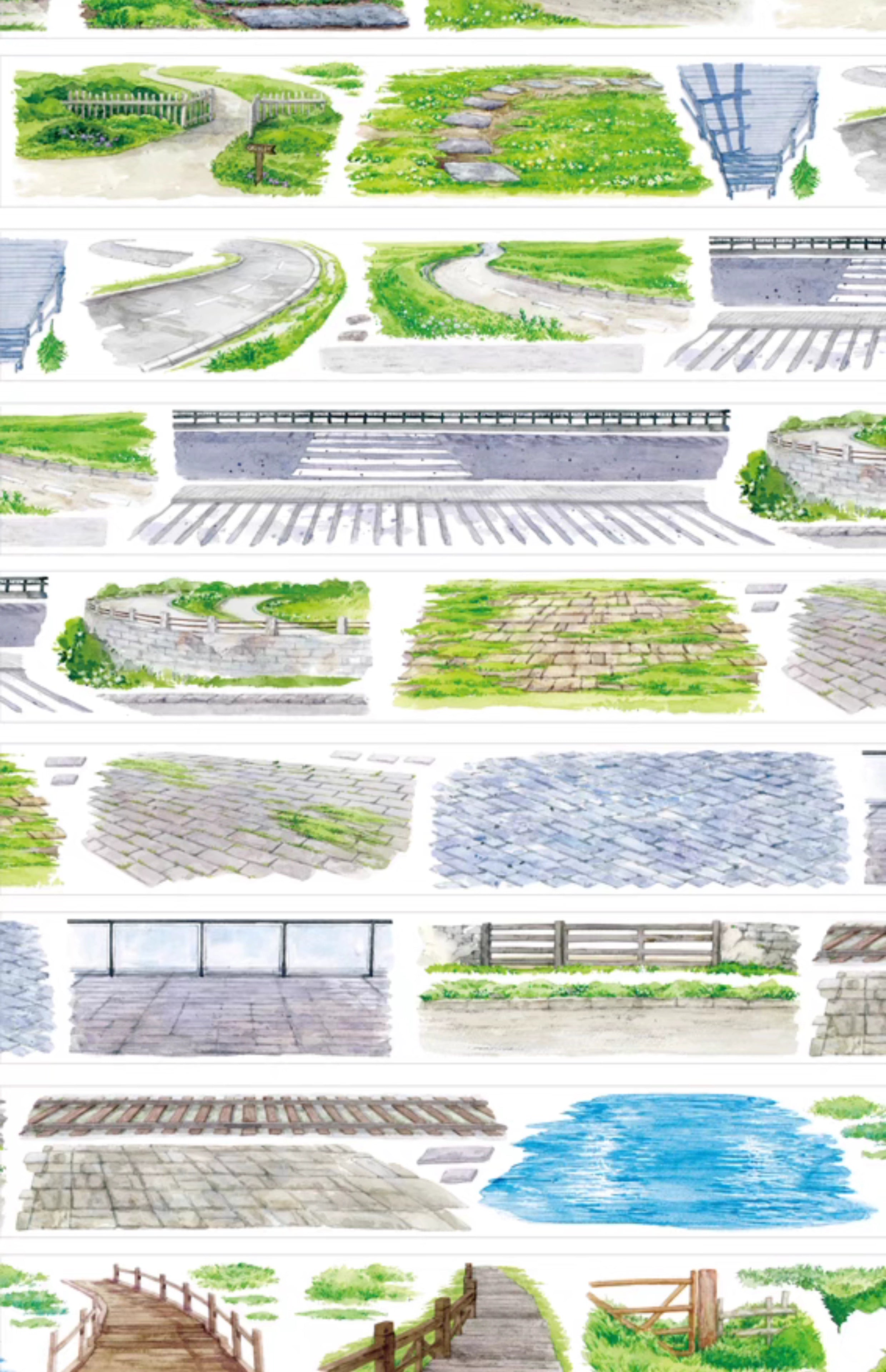 Pathway Rest Scenic PET Tape Pathway Rest PET Scenic Tape – Midground Road Loop Tape for Journaling, Scrapbooking & DIY Landscape Crafts