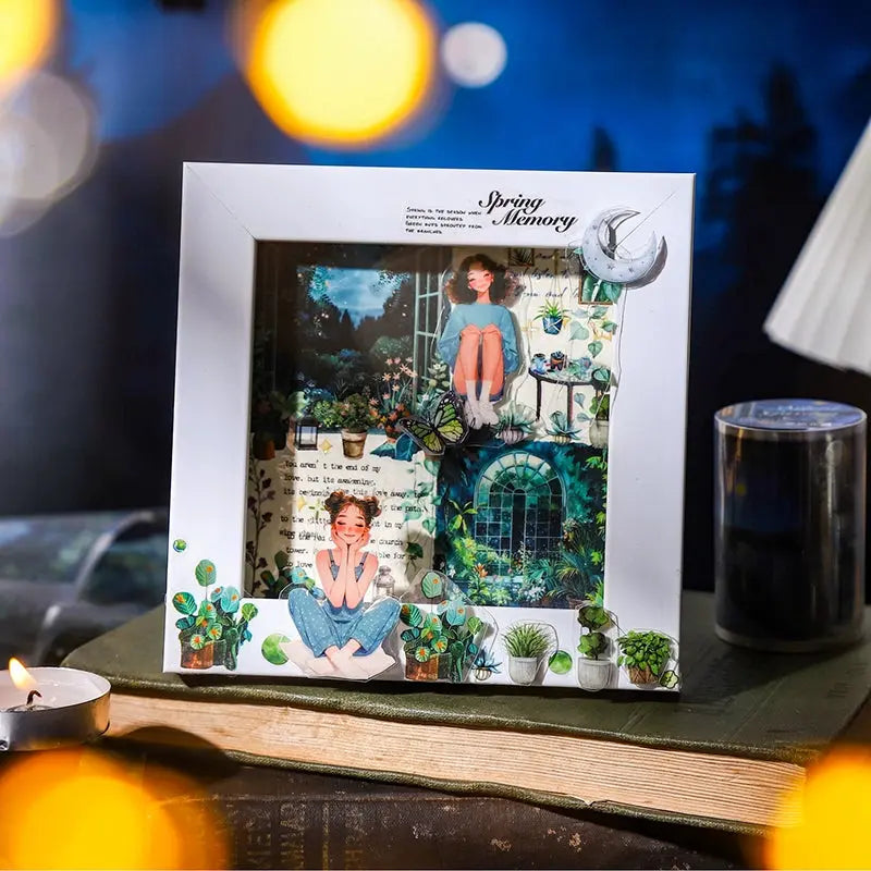 Enchanting Nightfall Series PET Tape showcasing dreamy nightscapes with moonlit rooms, serene gardens, and glowing city streets.