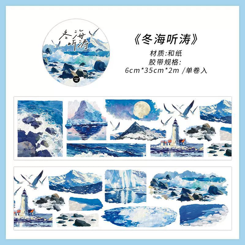 Winterliche Schneelandschaft Washi Tape - Naturlandschaft | PET-Szenenbau Journal Dekoration Rolle