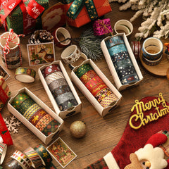 Christmas Washi Tape with Gold Foil - Premium Decorative Tape for Journaling & Scrapbooking