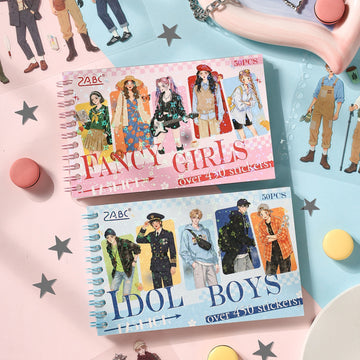 Idol Boys and Girls character sticker book with fashionable illustrated boys and girls - image 1