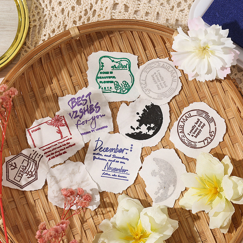 Vintage oil-based ink pad set with colorful retro label cases for rubber stamps, planners, tags, and paper crafts