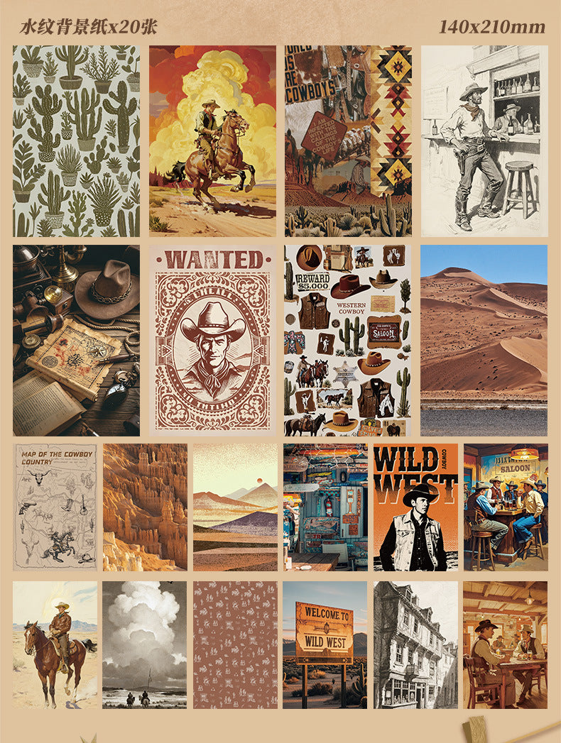 Slow Living vintage scrapbooking paper and sticker book with museum, cafe, weekly note, and cowboy collage themes - image 11