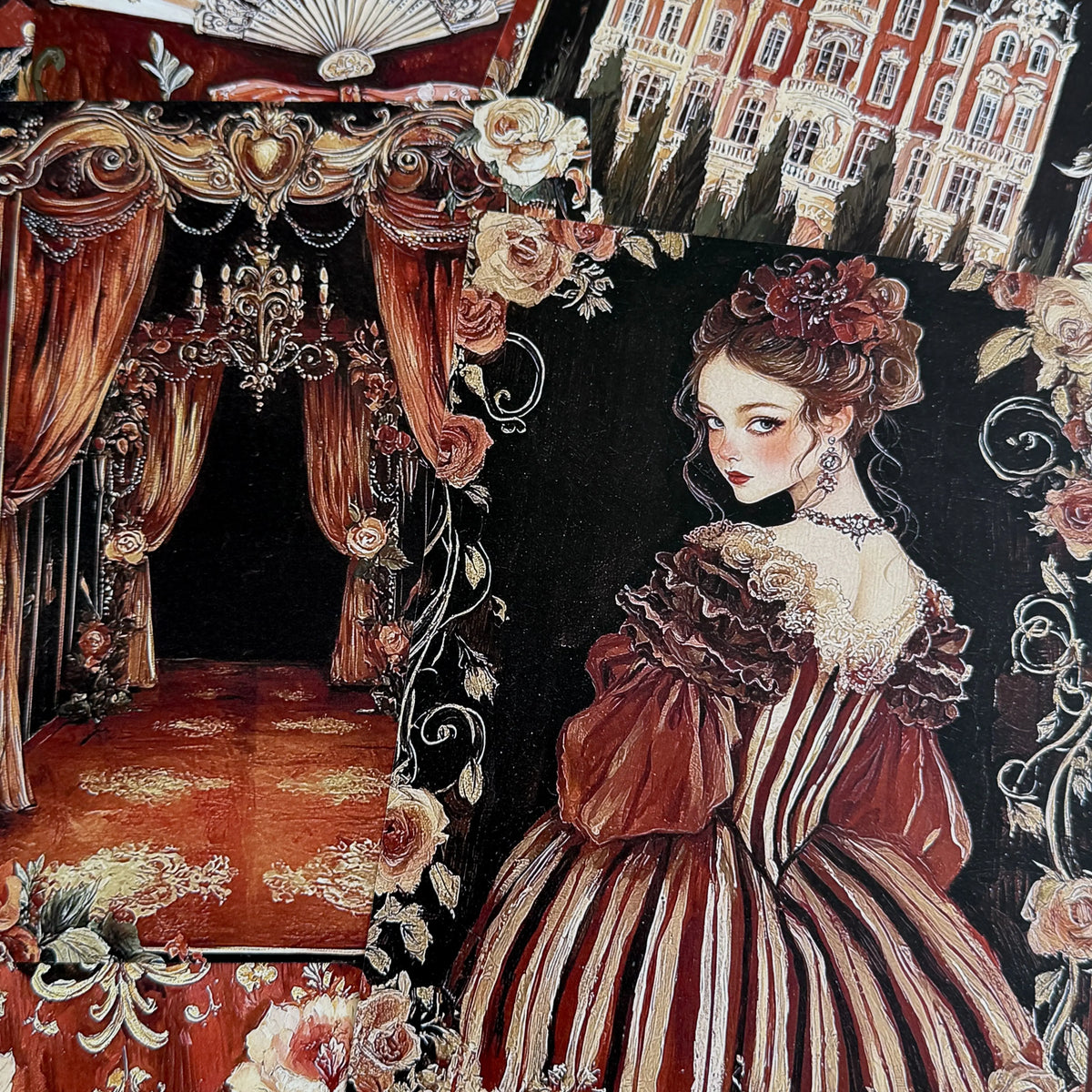 Vintage European Opera Palace Junk Journal Paper - 12 Pieces Baroque Background Paper for Scrapbooking