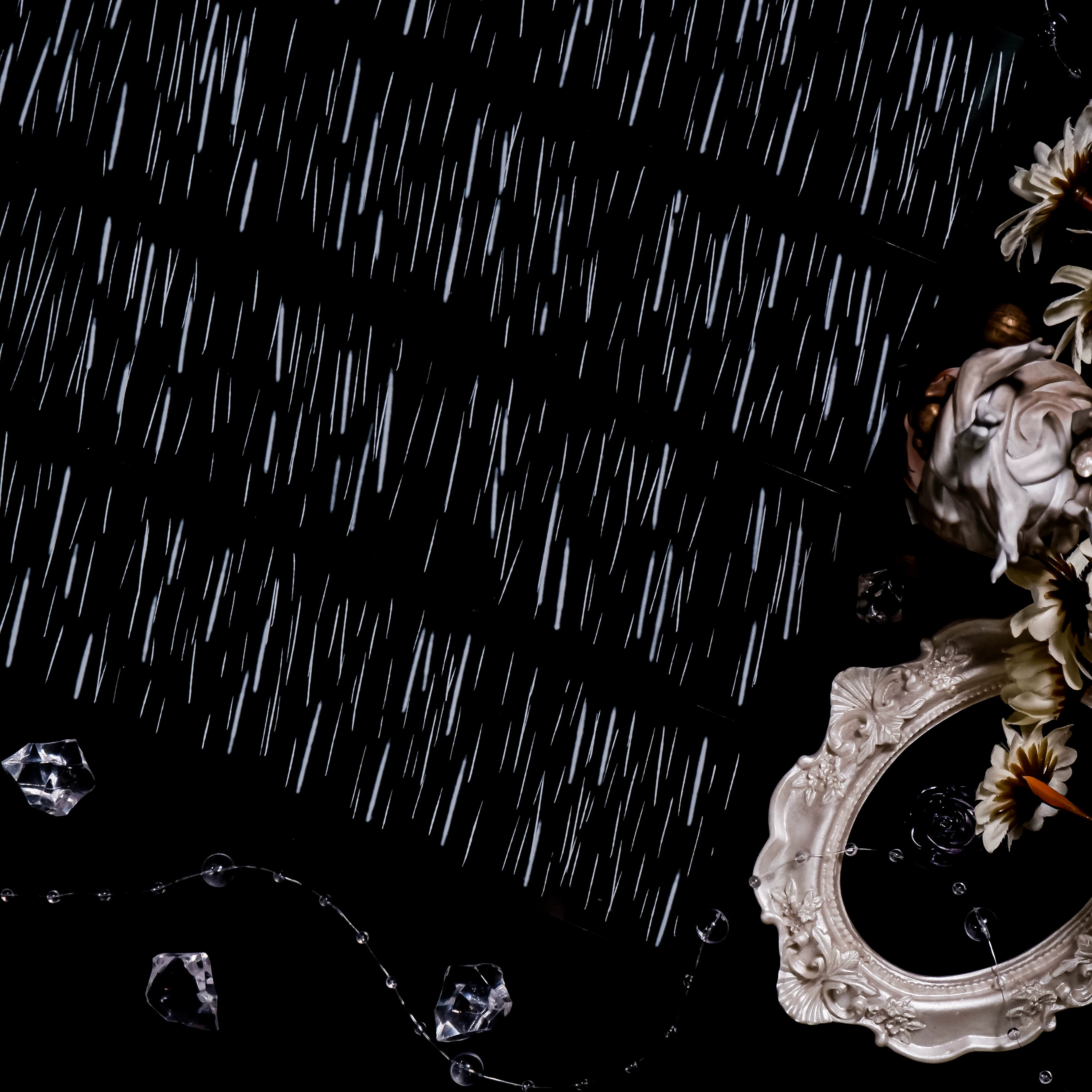 Rain streak patterns on black PET tape roll for scrapbooking