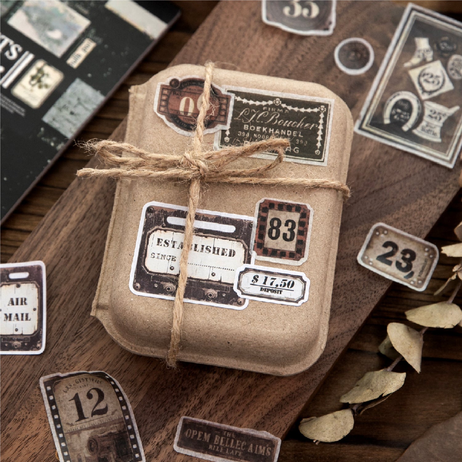 Lost Letter vintage label sticker book with tickets, numbers, handwriting, and retro text pieces - image 2