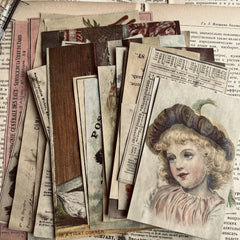 Handmade Coffee Dyed Paper - 32pcs Vintage Junk Journal Ephemera Newspaper Stickers for Scrapbooking