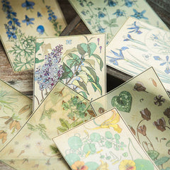 Vintage Botanical Vellum Paper - 8 Pieces Translucent Plant Illustration Junk Journal Paper for Scrapbooking
