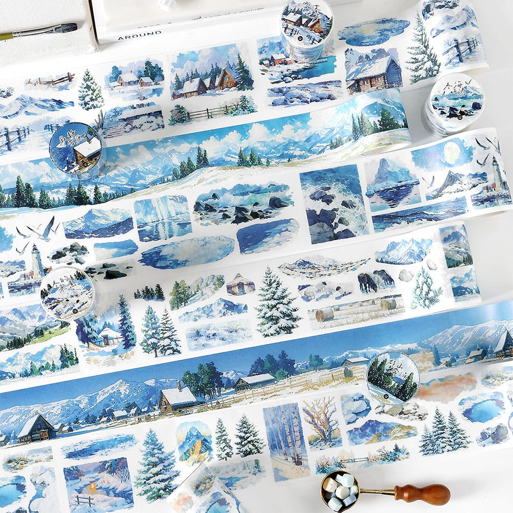 Winterliche Schneelandschaft Washi Tape - Naturlandschaft | PET-Szenenbau Journal Dekoration Rolle