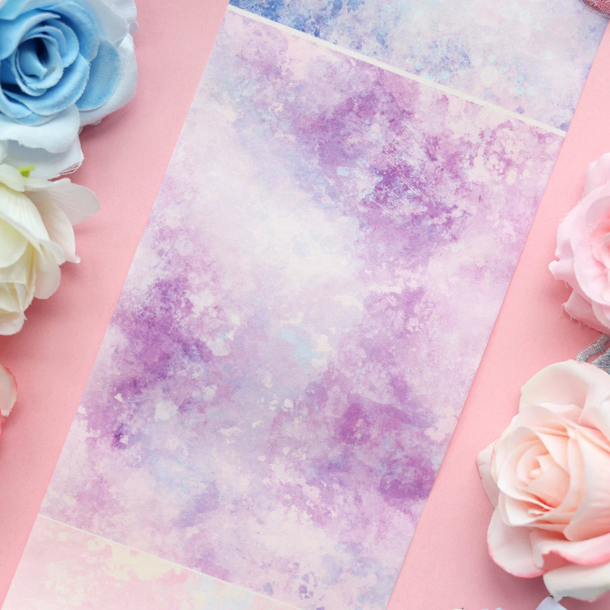 Dreamy wide PET tape with pastel nebula-inspired patterns