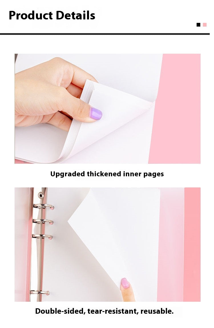 Handy washi tape storage album with pocket-style pages for organizing pre-cut tape and stickers in a neat, accessible way.