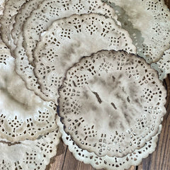 Handmade Coffee Dyed Lace Doily Paper - Vintage Junk Journal Background Paper for Scrapbooking & Art Journaling