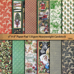 Vintage Christmas Santa Claus Junk Journal Paper - 12 Pieces Holiday Time Background Paper for Scrapbooking