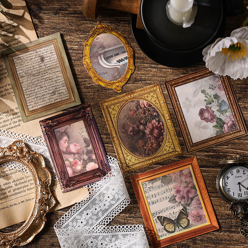 Vintage gold picture frame sticker pack – ornate antique gold frames for memory keeping and journaling
