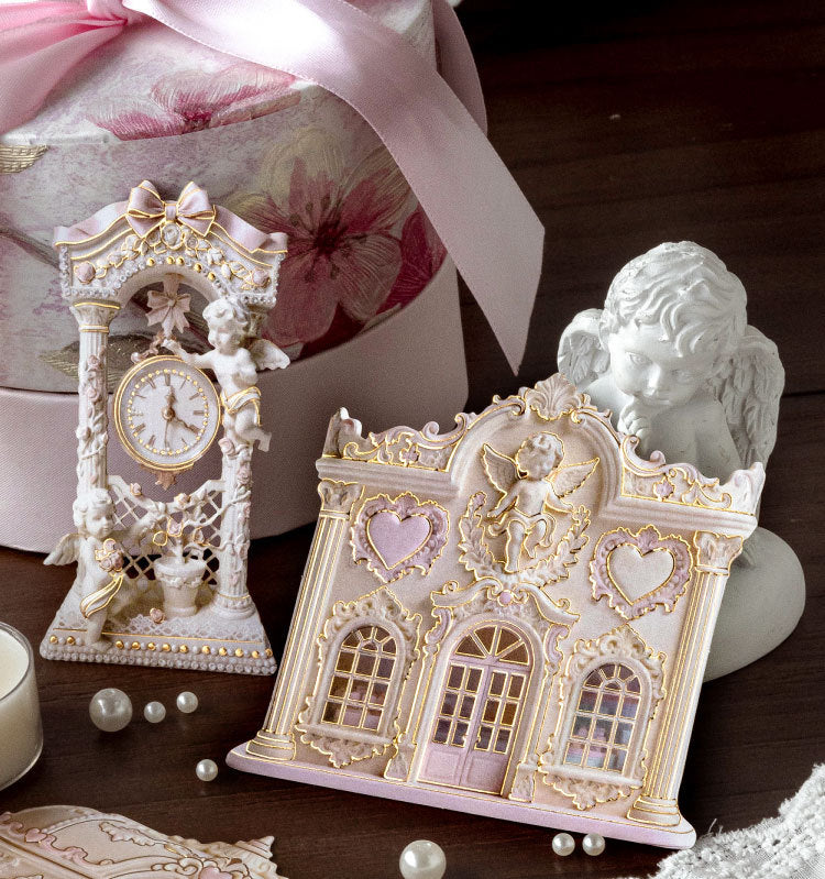 Pastel rococo embossed collage sticker cards with ornate furniture, mirrors, bows, and frame accents - image 6