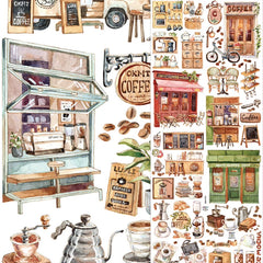 Coffee Shop PET Tape - Vintage Cafe Scene Decorative Stickers for Journaling