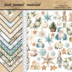 Vintage Merry Christmas European Background Paper - 12 Pieces Holiday Junk Journal Paper for Scrapbooking