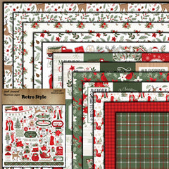 Christmas Holiday Junk Journal Paper - 12 Pieces Festive Background Paper for Scrapbooking & Art Journaling