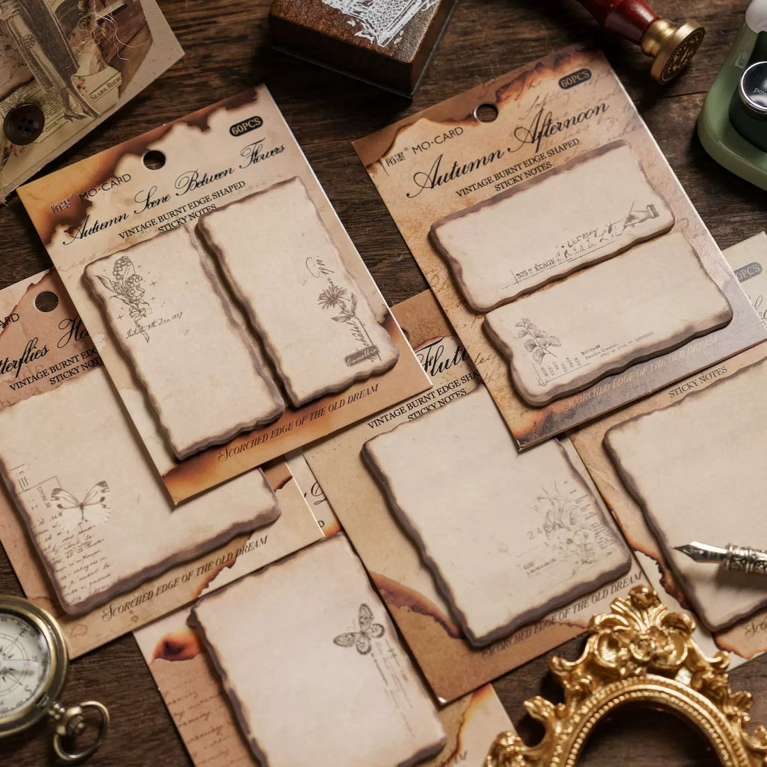 Burnt-Edge Vintage Sticky Notes