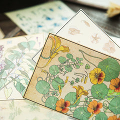 Vintage Botanical Vellum Paper - 8 Pieces Translucent Plant Illustration Junk Journal Paper for Scrapbooking