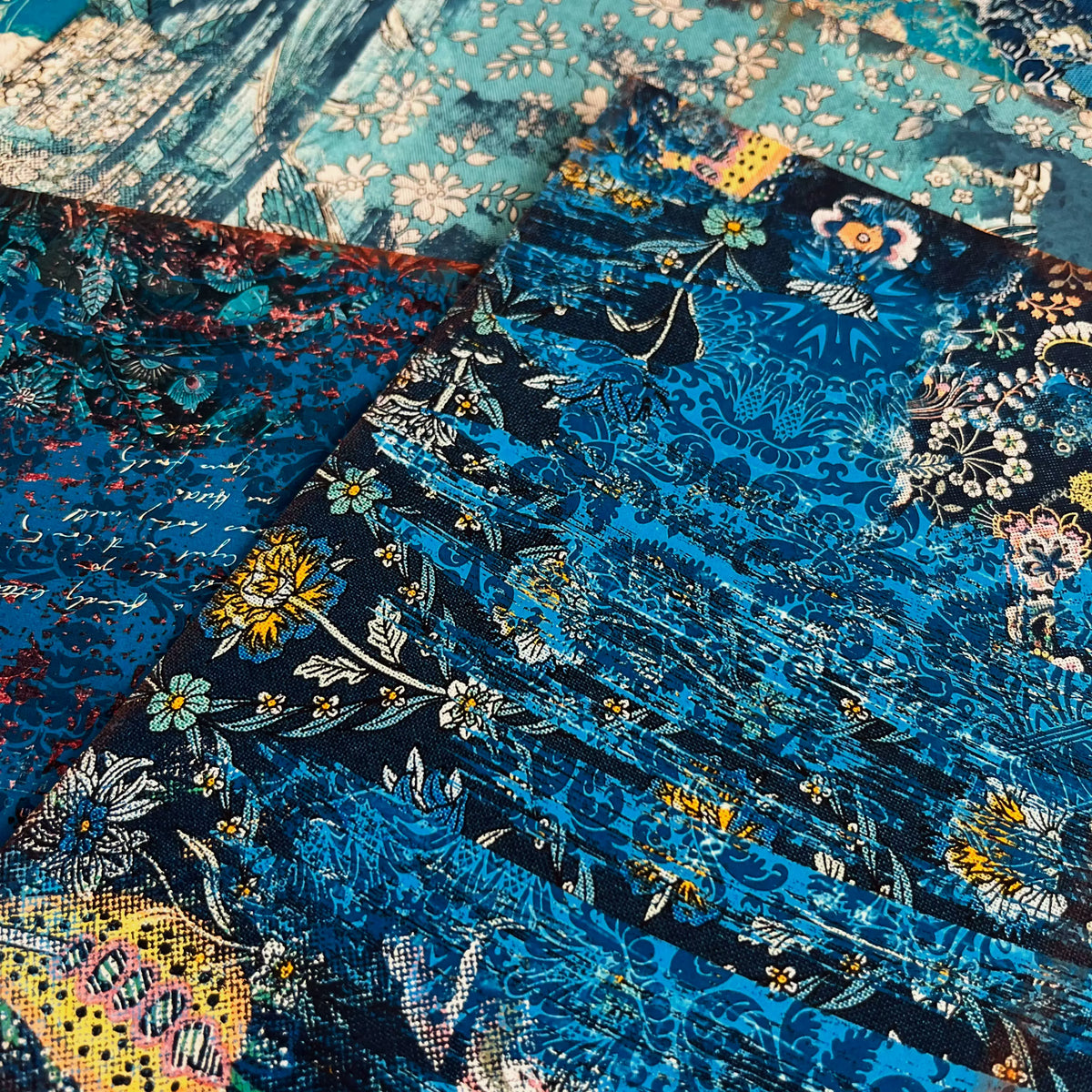 Vintage Baroque Navy Blue Floral Junk Journal Paper - 6 Pieces Background Paper for Scrapbooking & Art Journaling