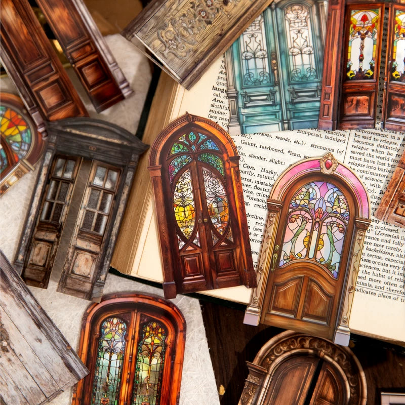 Vintage Doorway die-cut sticker pack