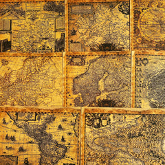 Vintage Golden Old Map Junk Journal Paper - 8 Pieces Kraft Paper Background for Scrapbooking & Art Journaling