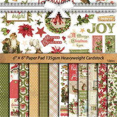 Vintage Christmas European Background Paper - 12 Pieces Simple Holiday Junk Journal Paper for Scrapbooking