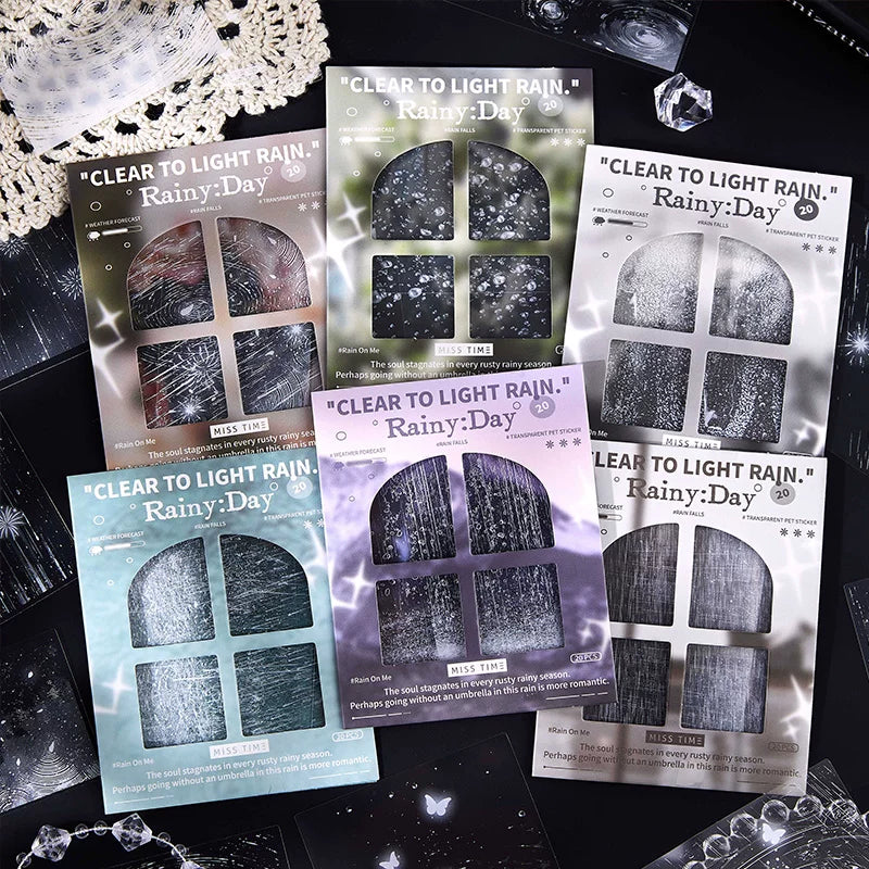Full set of 6 Rainy Day sticker packs – all rain theme variants together