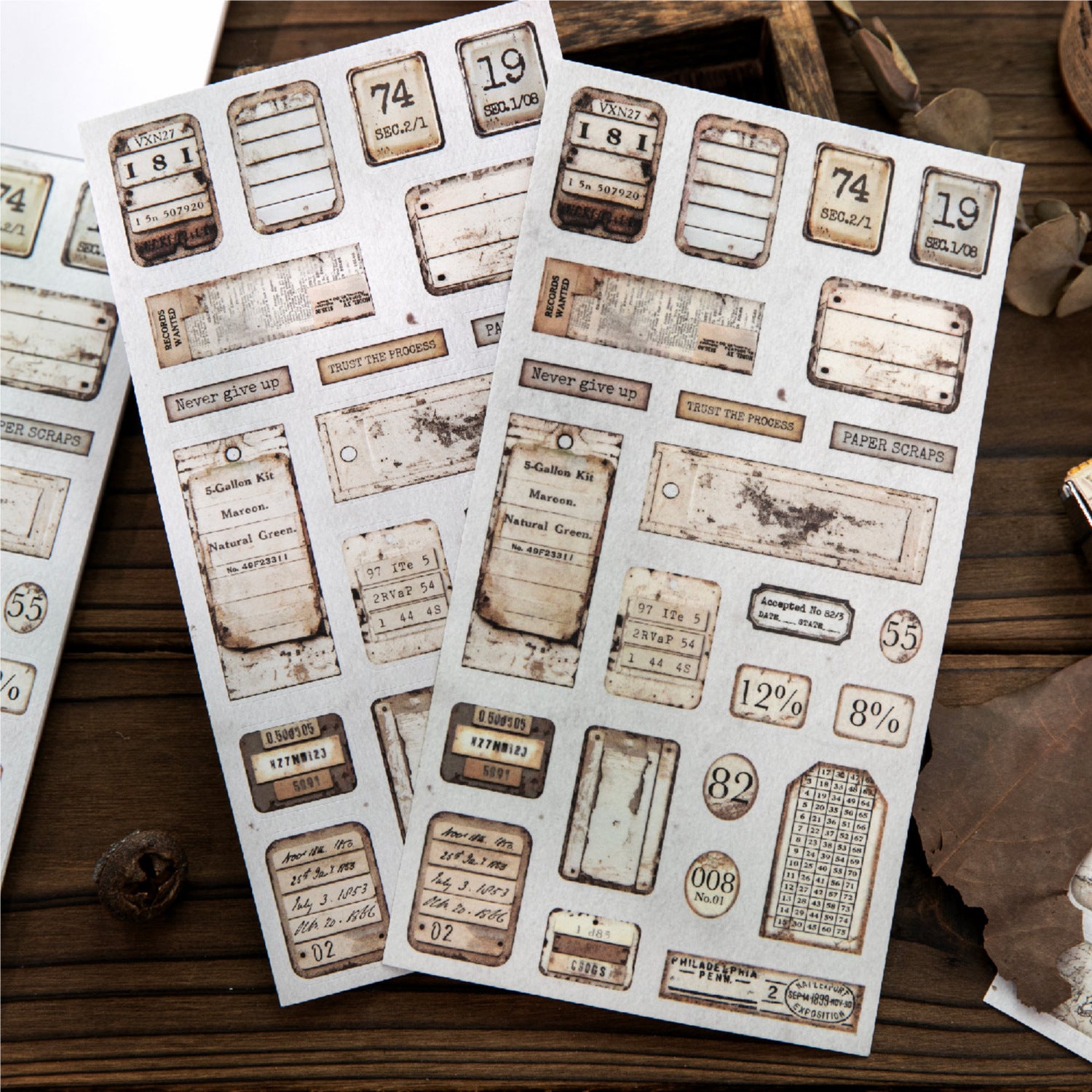 Lost Letter vintage label sticker book with tickets, numbers, handwriting, and retro text pieces - image 4