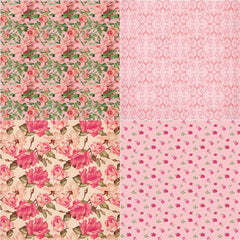 Vintage Pink Floral Junk Journal Paper - 12 Pieces Foldable Background Stickers for Scrapbooking & Gift Decoration
