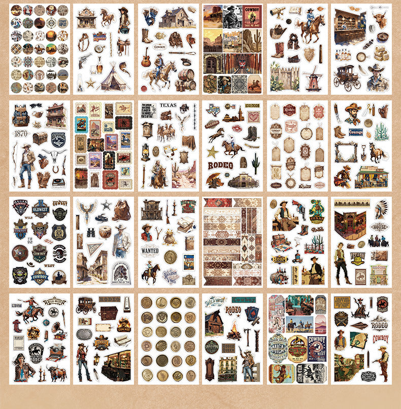 Slow Living vintage scrapbooking paper and sticker book with museum, cafe, weekly note, and cowboy collage themes - image 10