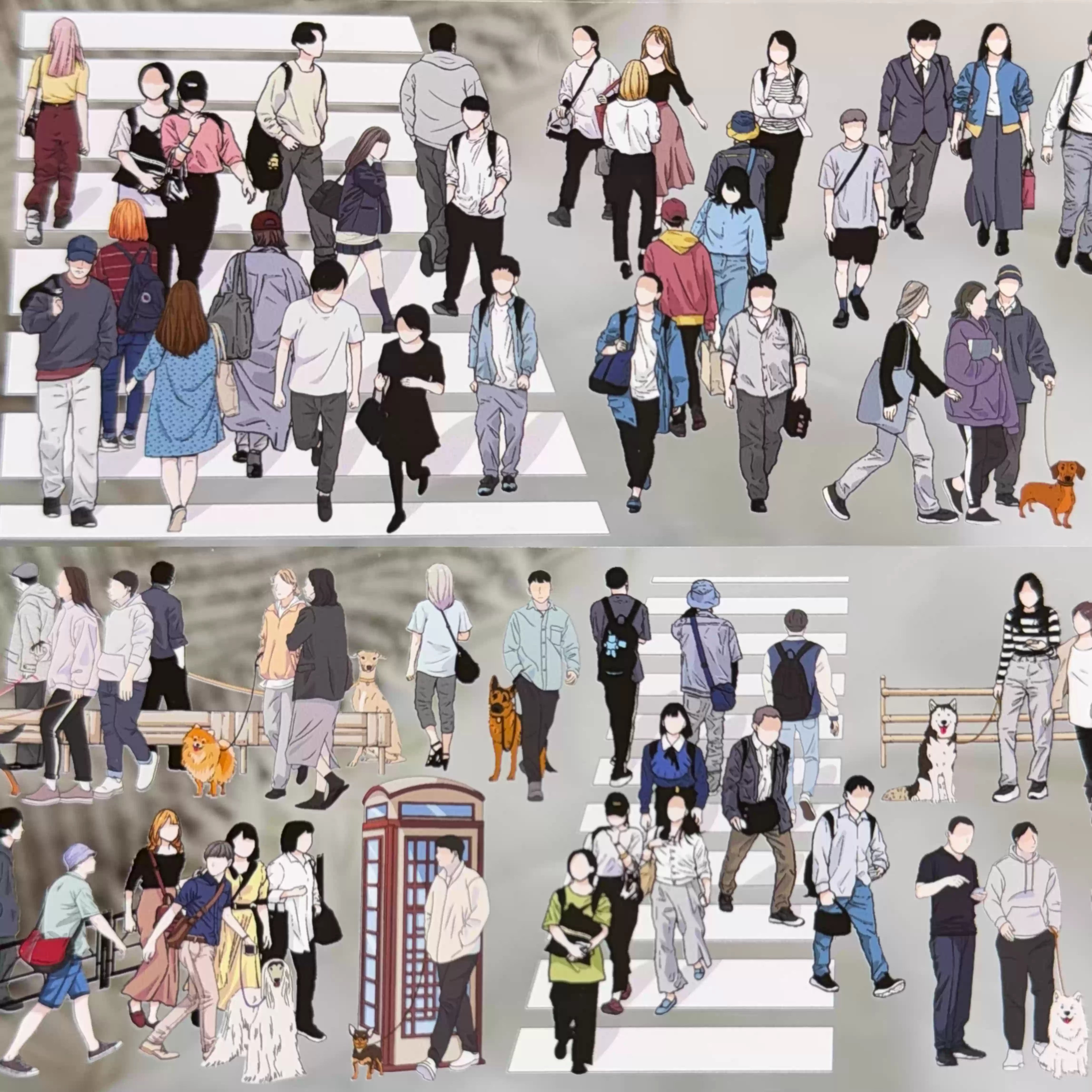 Crosswalk Crowd PET Tape (2 Styles)