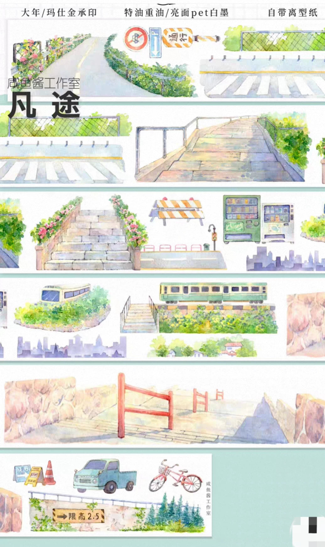 Journey Ahead - Urban Street Scene Collage Washi Tape