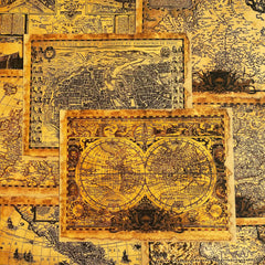 Vintage Golden Old Map Junk Journal Paper - 8 Pieces Kraft Paper Background for Scrapbooking & Art Journaling